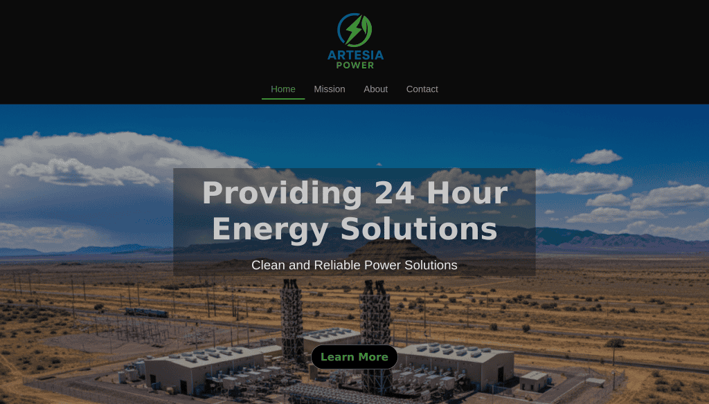 Artesia Power Website Screenshot