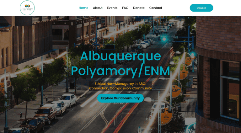 A screenshot of the Albuquerque Polyamory/ENM website.